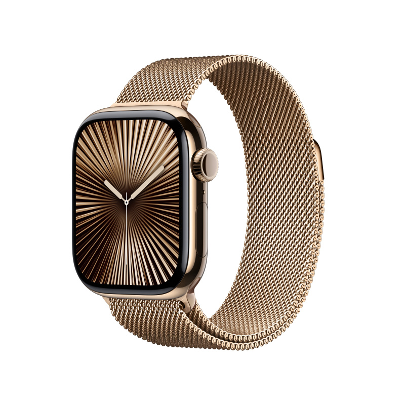 Apple Watch Series 10 Cellular 42mm Zlatý titan se zlatým milánským tahem