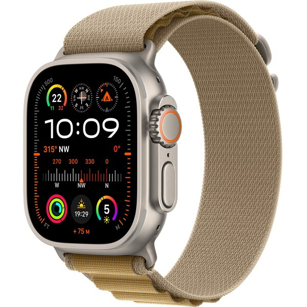 Apple Watch Ultra 2 GPS + Cellular, 49mm přírodně titanové pouzdro s žlutohnědým alpským tahem - S - mx4e3cs/a