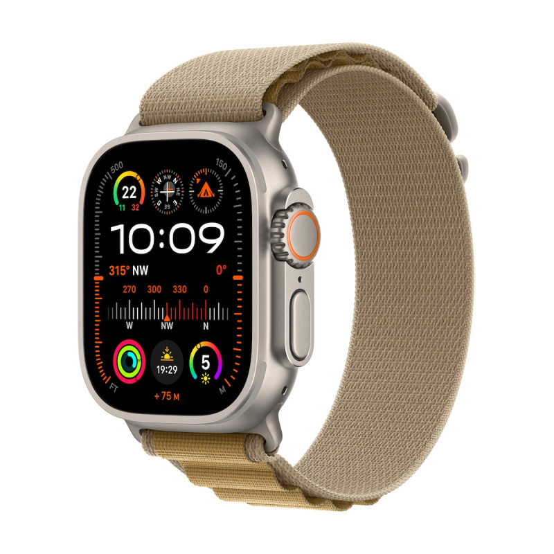 Apple Watch Ultra 2 GPS + Cellular, 49mm přírodně titanové pouzdro s žlutohnědým alpským tahem - L - mx4h3cs/a