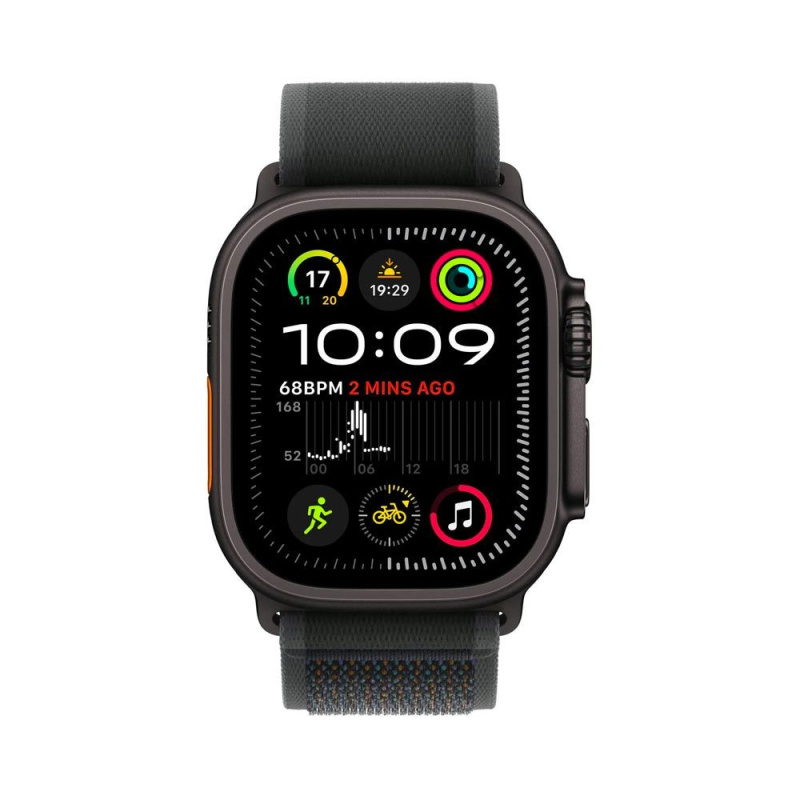 Apple Watch Ultra 2 GPS + Cellular, 49mm černě titanové pouzdro s černým trailovým tahem - M/L - mx4v3cs/a