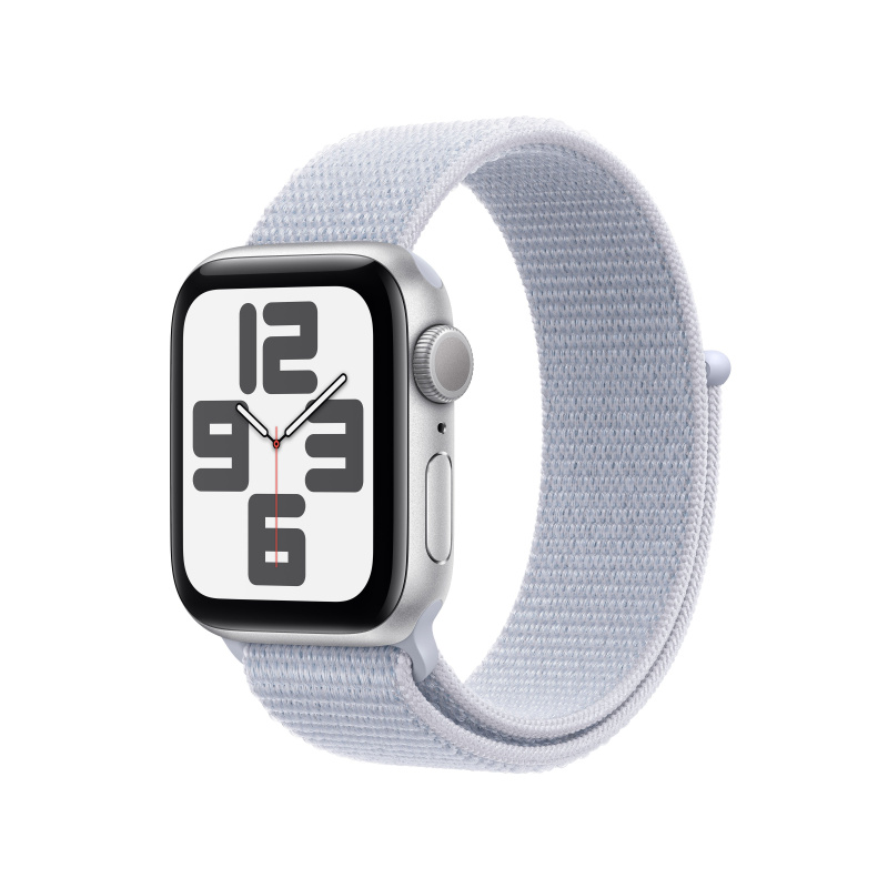 Apple Watch SE (2024) 40mm Stříbrný hliník s oblačně modrým provlékacím řemínkem