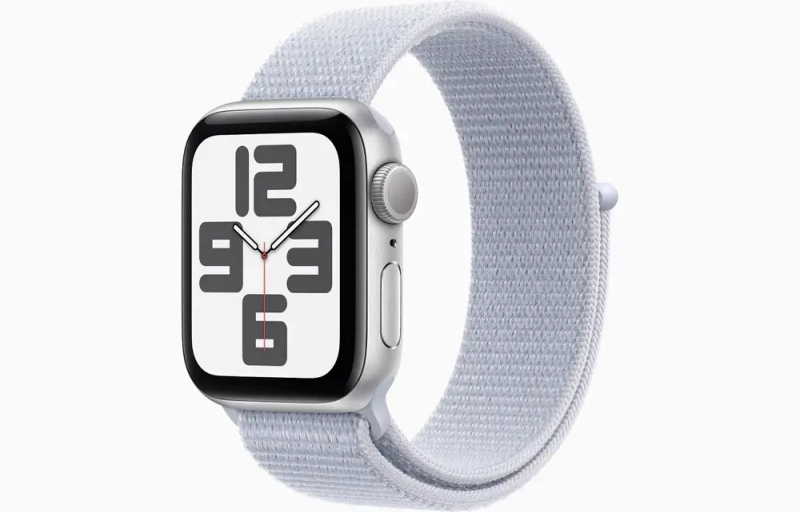 Apple Watch SE (2024) 40mm Stříbrný hliník s oblačně modrým provlékacím řemínkem
