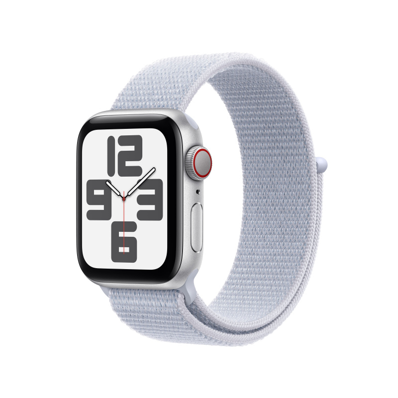 Apple Watch SE (2024) Cellular 40mm Stříbrný hliník s oblačně modrým provlékacím řemínkem