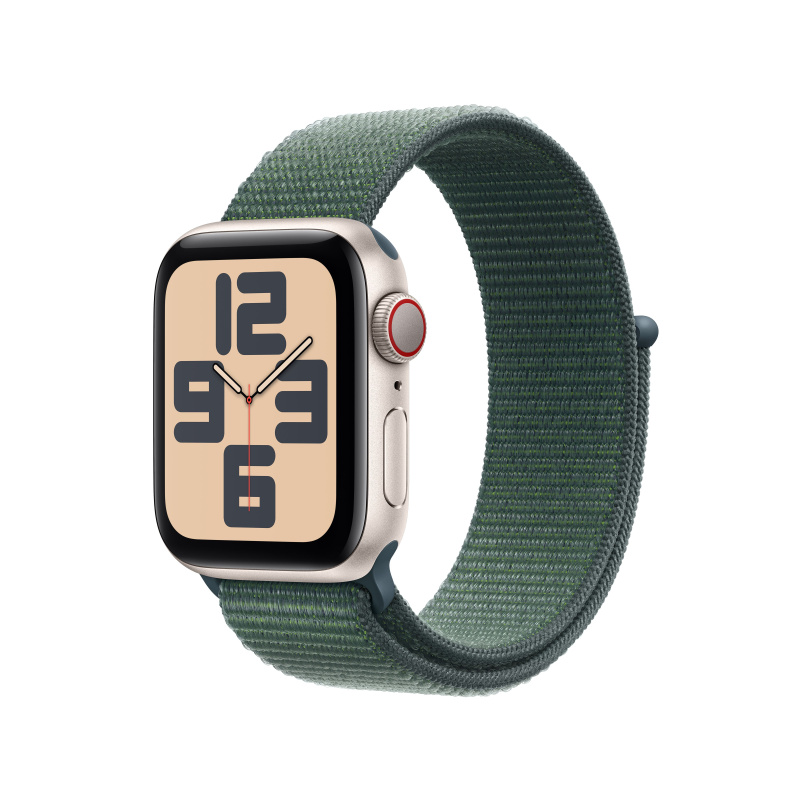Apple Watch SE (2024) Cellular 40mm Hvězdně bílý hliník s jezerně zeleným provlékacím řemínkem