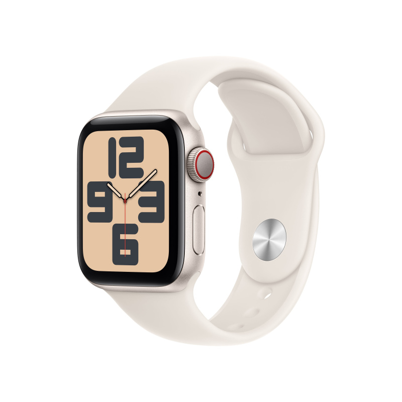 Apple Watch SE (2024) Cellular 40mm Hvězdně bílý hliník s hvězdně bílým sportovním řemínkem M/L