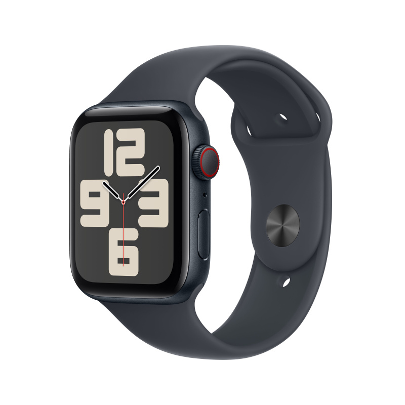 Apple Watch SE (2024) Cellular 44mm Temně inkoustový hliník s inkoustovým sportovním řemínkem S/M