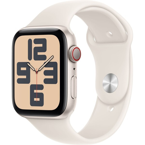 Apple Watch SE (2024) Cellular 44mm Hvězdně bílý hliník s hvězdně bílým sportovním řemínkem M/L