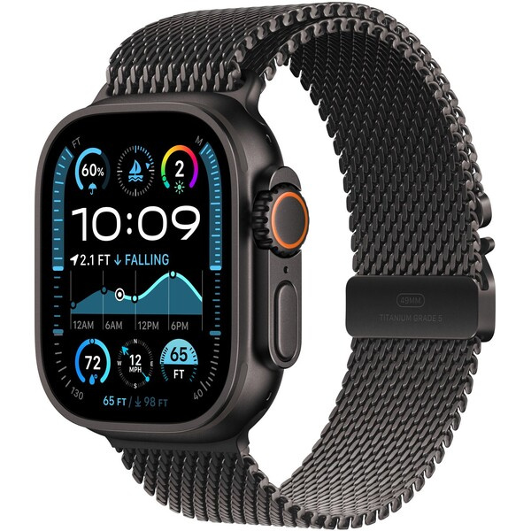 Apple Watch 49mm milánský tah z černého titanu - S (MXKF3ZM/A)