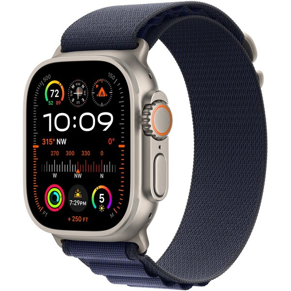 Apple Watch 49mm námořnicky modrý Alpský tah - L - provedení z přírodního titanu MXN03ZM/A