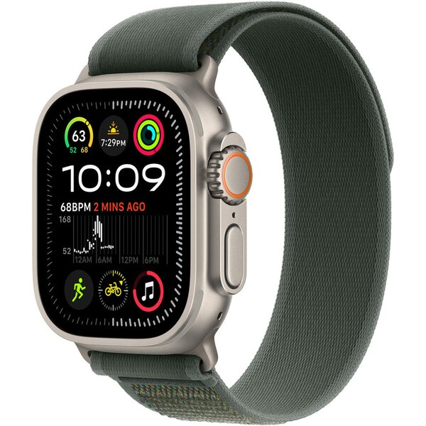 Apple Watch 49mm zelený Trailový tah - S/M - provedení z přírodního titanu MXTN3ZM/A