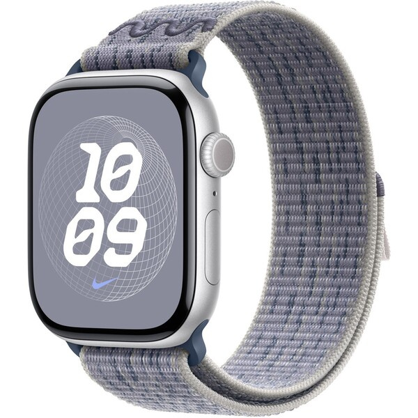 Apple Watch 46mm šedo-modrý provlékací sportovní řemínek Nike MXU13ZM/A