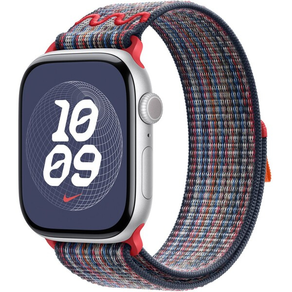 Apple Watch 46mm modro-červený provlékací sportovní řemínek Nike MXU43ZM/A