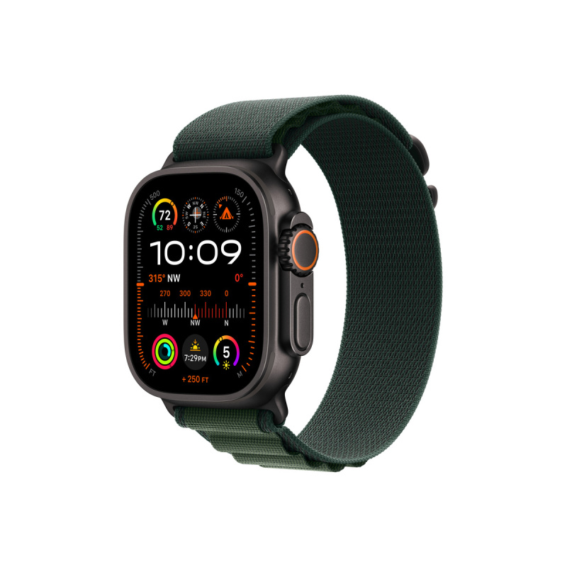 Apple Watch 49mm tmavě zelený Alpský tah - S - provedení z černého titanu MYPQ3ZM/A