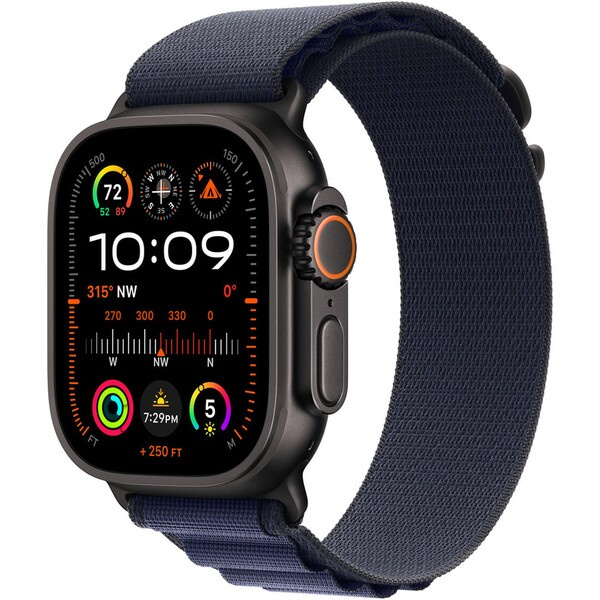 Apple Watch 49mm námořnicky modrý Alpský tah - S - provedení z černého titanu MYPW3ZM/A