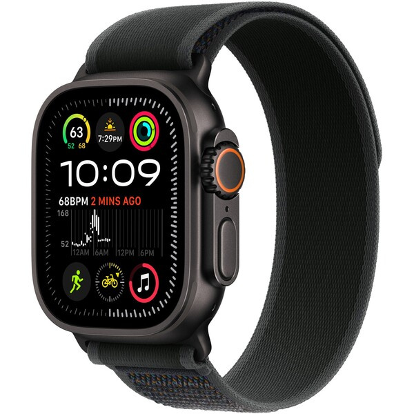 Apple Watch 49mm černý Trailový tah - M/L - provedení z černého titanu MYQ63ZM/A