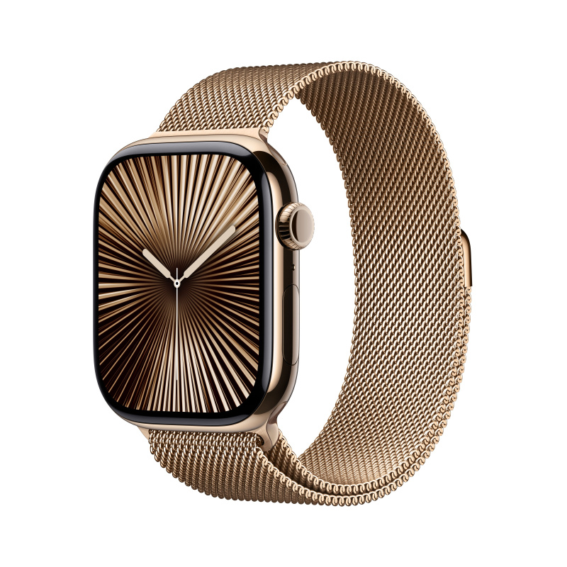 Apple Watch Series 10 Cellular 46mm Zlatý titan se zlatým milánským tahem S/M