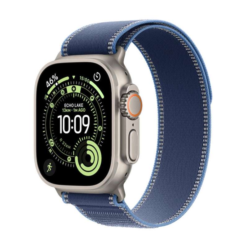 Apple Watch Ultra 3 (2025) 49mm Přírodní titan s modrým/jasně modrým trailovým tahem S/M