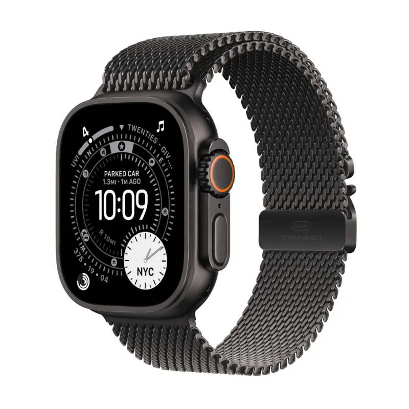Apple Watch Ultra 3 (2025) 49mm Černý titan s černým titanovým milánským tahem M