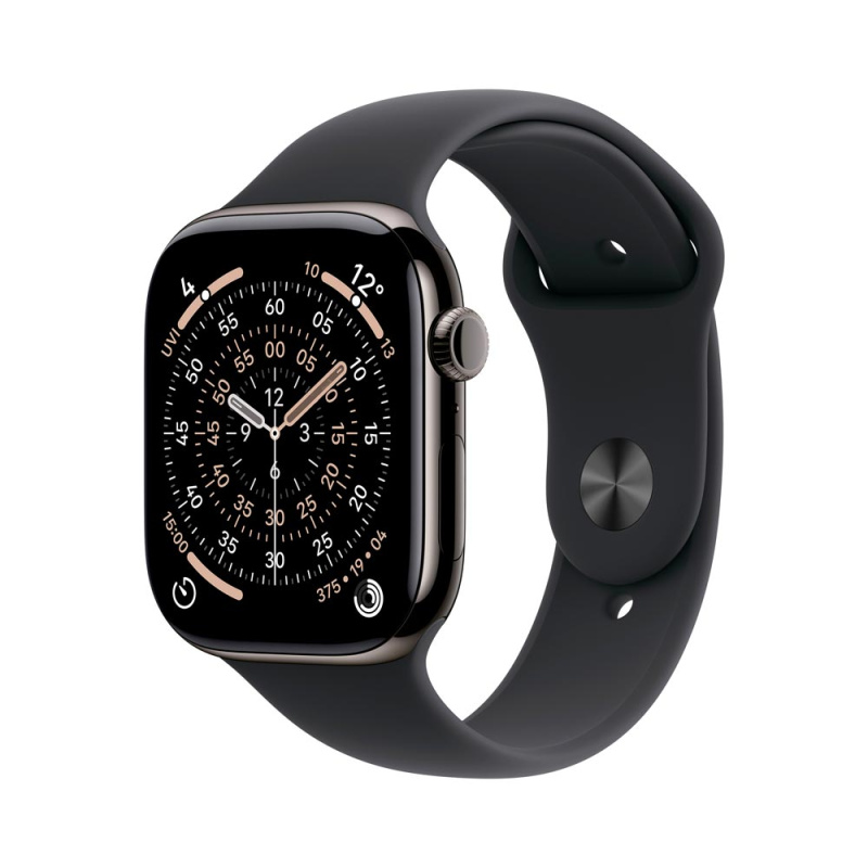 Apple Watch Series 11 Cellular (42mm) Břidlicově šedý titan s černým sportovním řemínkem M/L
