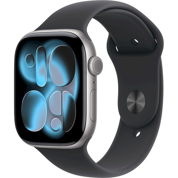 Apple Watch Series 11 Cellular (46mm) Vesmírně šedý hliník s černým sportovním řemínkem S/M