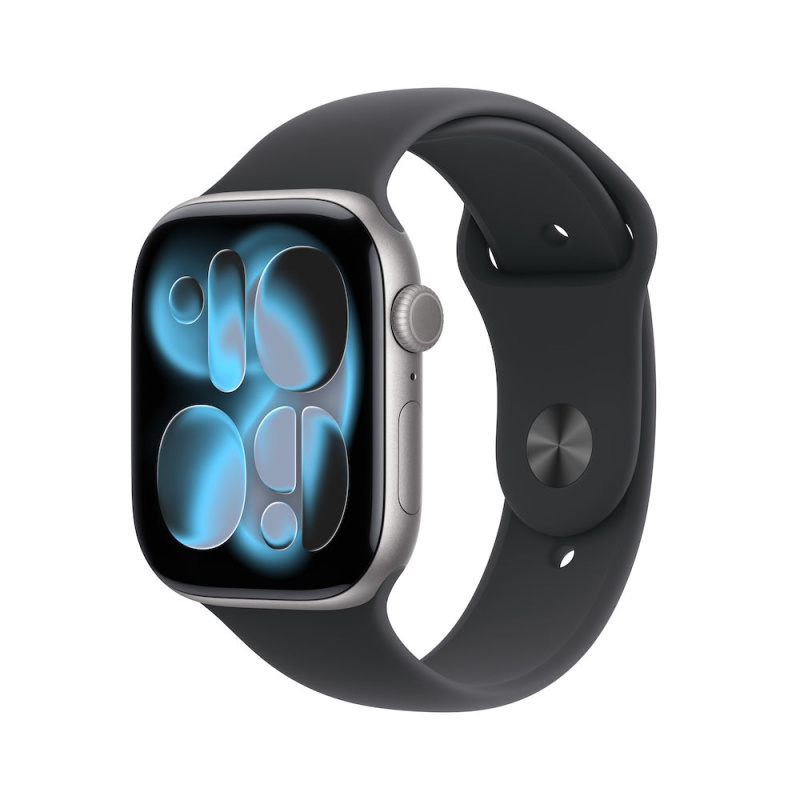 Apple Watch Series 11 (42mm) Vesmírně šedý hliník s černým sportovním řemínkem S/M