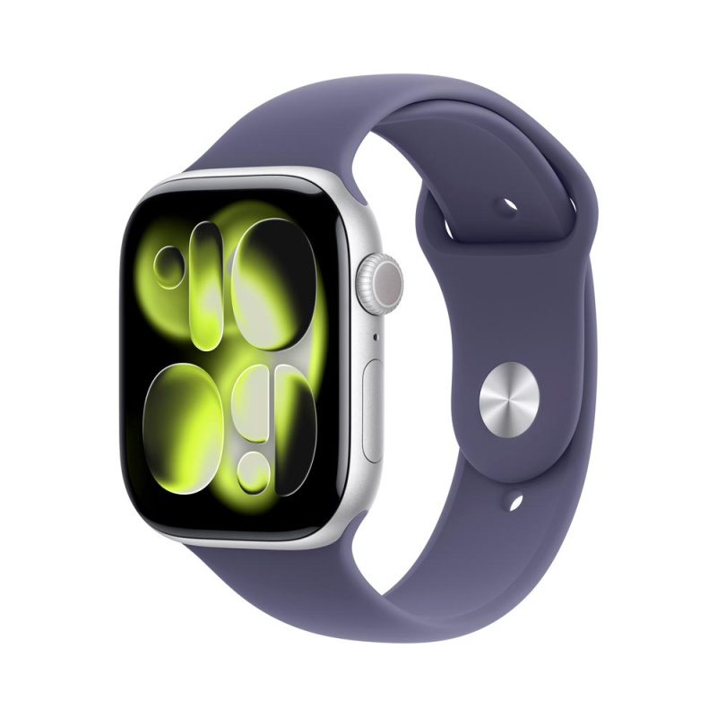 Apple Watch Series 11 (42mm) Stříbrný hliník s mlžně fialovým sportovním řemínkem M/L