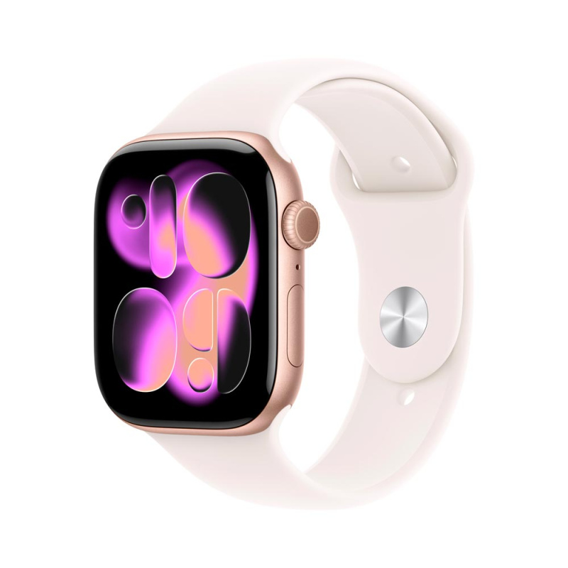 Apple Watch Series 11 (46mm) Růžově zlatý hliník se světle ruměnným sportovním řemínkem M/L