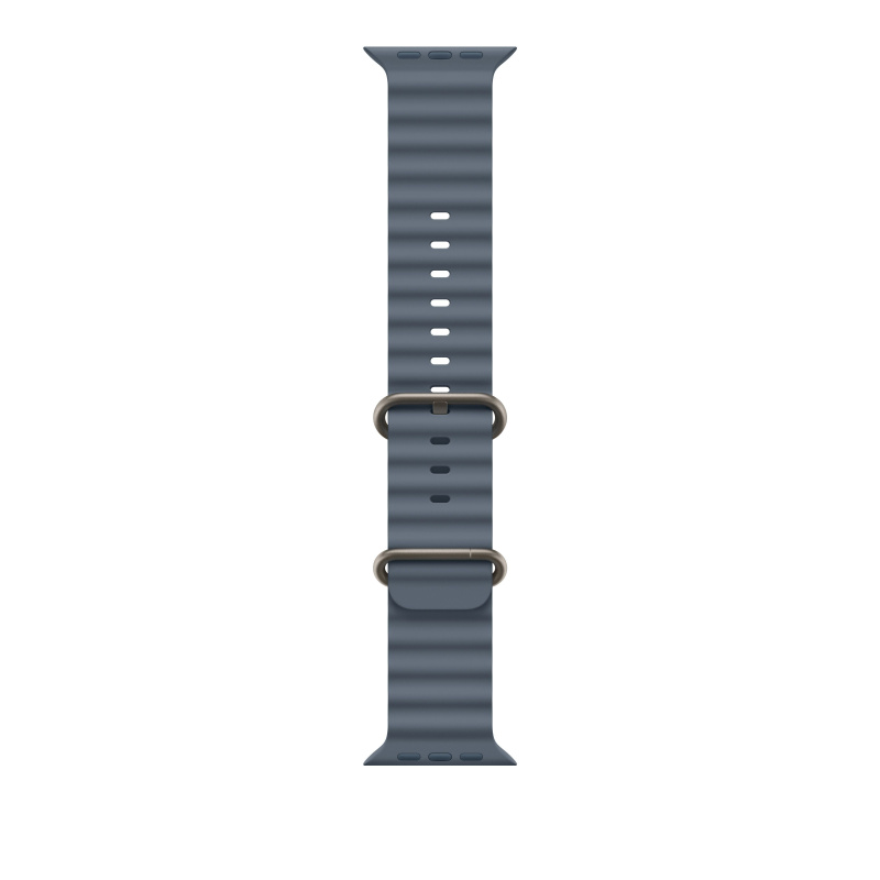 Apple Watch 49/46/45/44mm ocelově modrý Oceánský řemínek přírodní titan