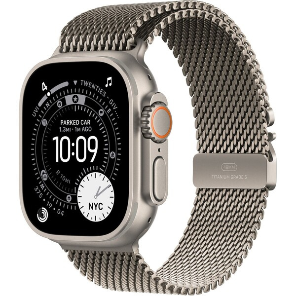 Apple Watch 49/46/45/44mm milánský tah z přírodního titanu střední