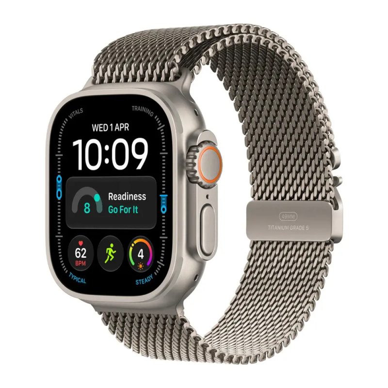Apple Watch Ultra 4 49mm Přírodní titan s přírodně titanovým milánským tahem M