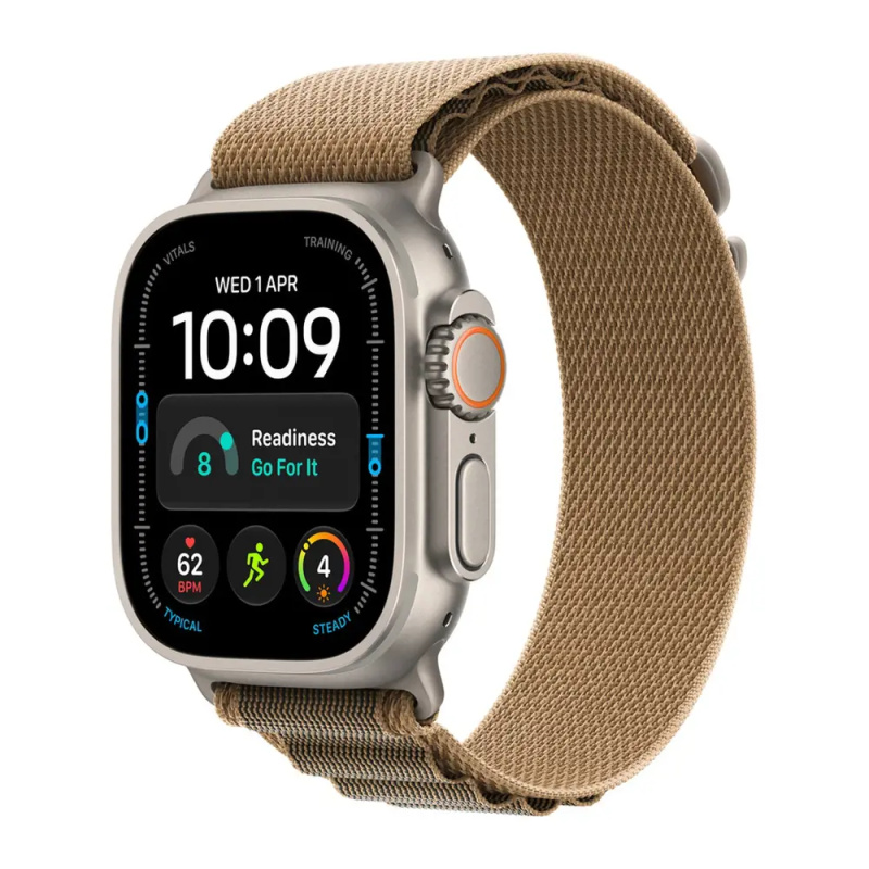 Apple Watch Ultra 4 49mm Přírodní titan s pouštním Alpským tahem M