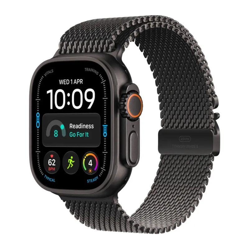 Apple Watch Ultra 4 49mm Černý titan s černým titanovým milánským tahem L