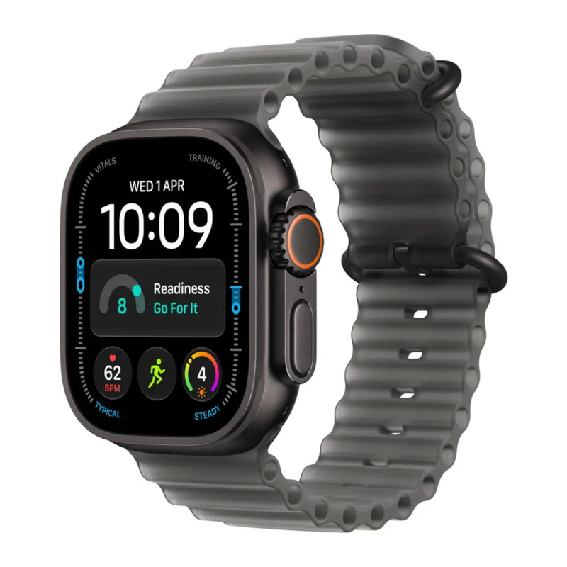 Apple Watch Ultra 4 49mm Černý titan s průsvitně černým Oceánským řemínkem