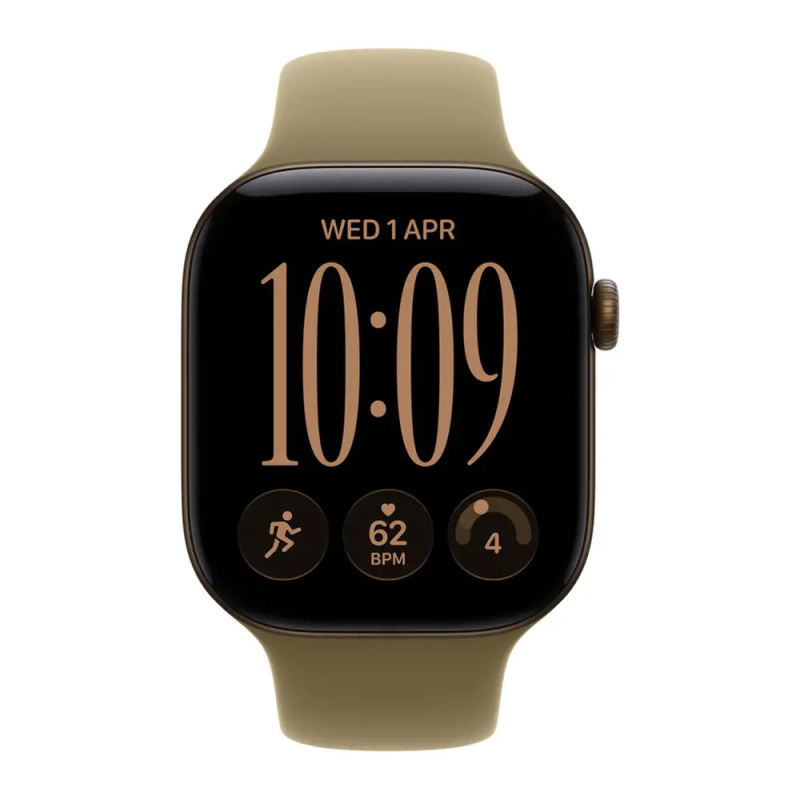 Apple Watch Series 12 (42mm) Tmavě bronzový hliník s olivovým sportovním řemínkem M/L