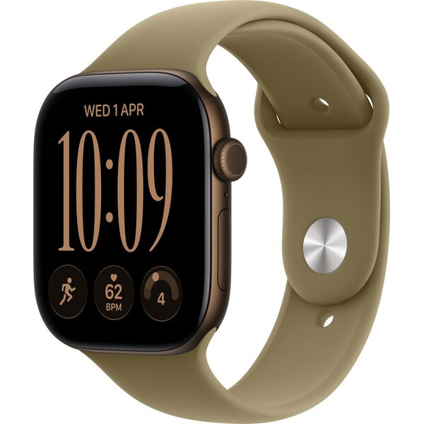 Apple Watch Series 12 (42mm) Tmavě bronzový hliník s olivovým sportovním řemínkem M/L
