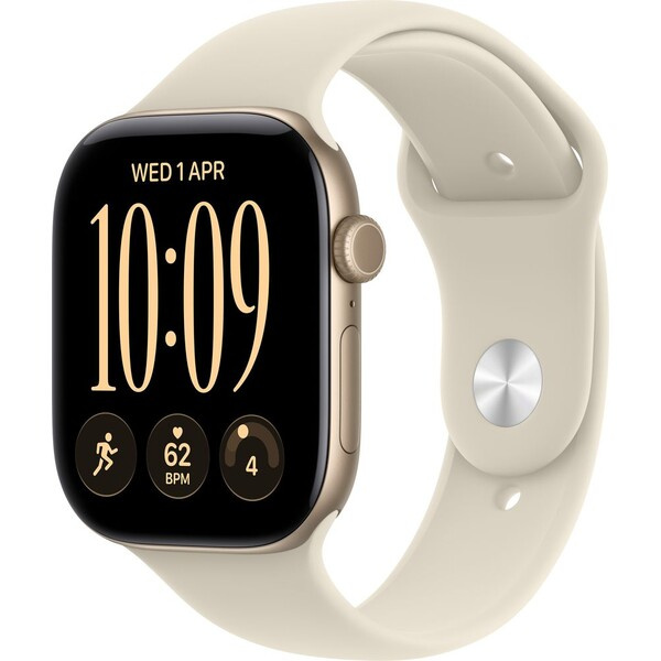 Apple Watch Series 12 Cellular (42mm) Světle zlatý hliník s pískovým sportovním řemínkem S/M
