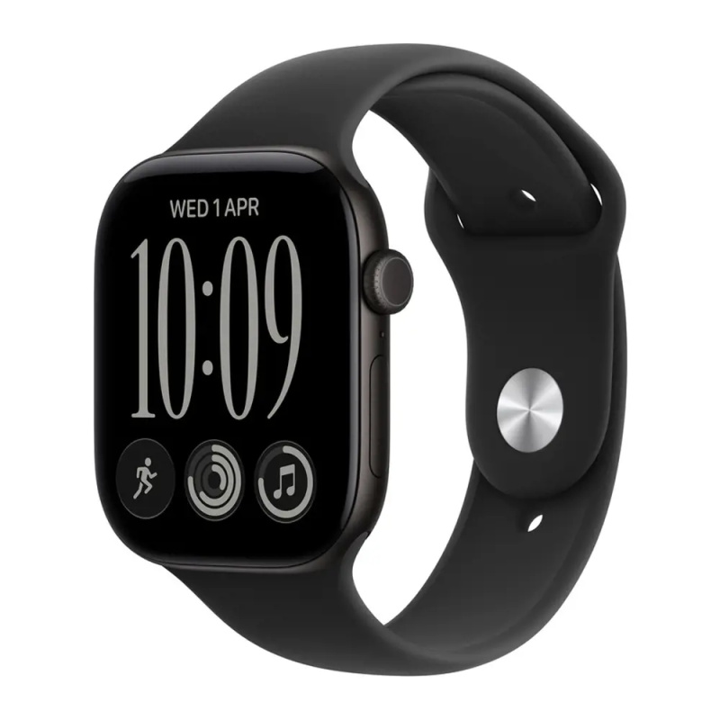Apple Watch Series 12 Cellular (46mm) Černý hliník s černým sportovním řemínkem M/L