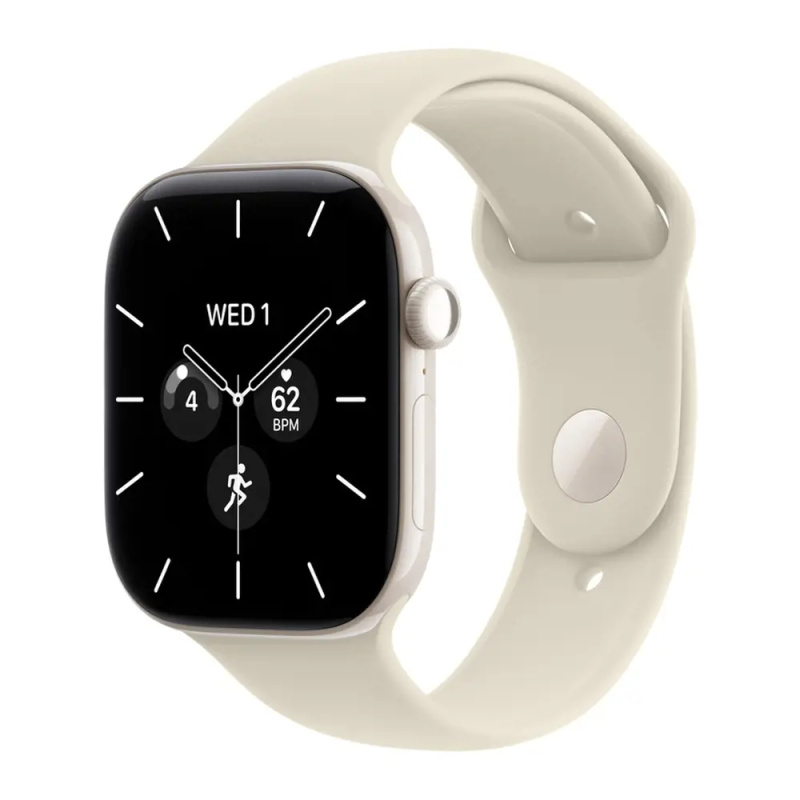 Apple Watch Series 12 Cellular (46mm) Perlově bílá keramika s pískovým sportovním řemínkem S/M