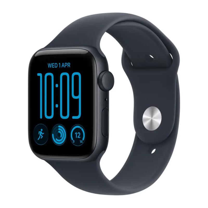Apple Watch SE 3 (2026) 44mm Temně inkoustový hliník s námořnicky modrým sportovním řemínkem S/M
