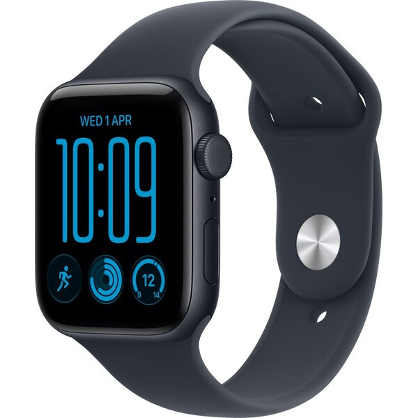 Apple Watch SE 3 (2026) Cellular 44mm Temně inkoustový hliník s námořnicky modrým sportovním řemínke