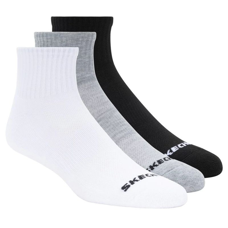 Skechers 3PPK Qtr Crew Socks S114235-BKWG White 43-46 43-46