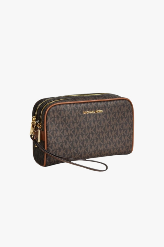Michael Kors jet set item medium travel pouch wristlet brown dámská kosmetická kabelka