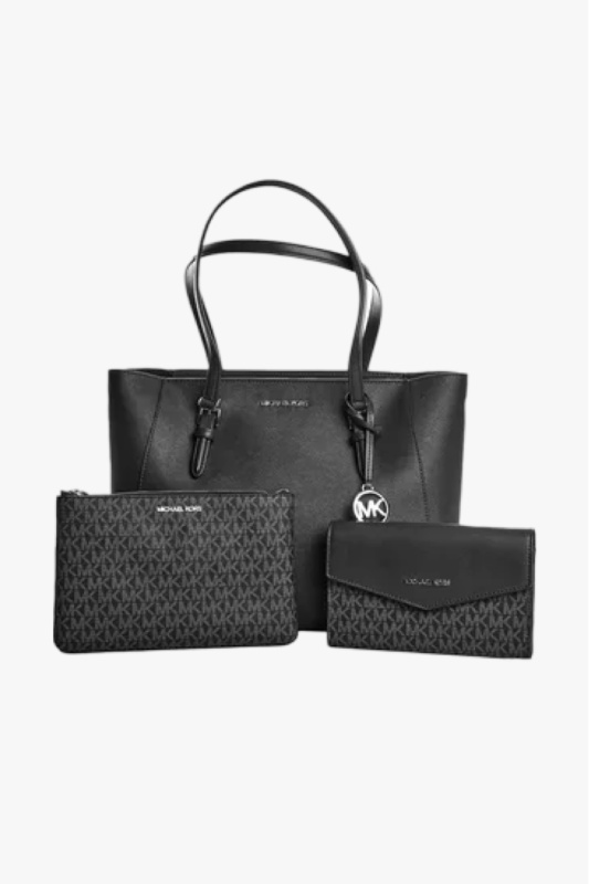 Michael Kors CHARLOTTE 3v1 set dámských kabelek barva černá stříbrná
