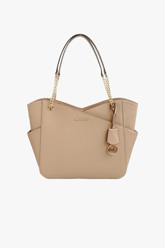 Michael Kors Jet Set Travel Large X Chain Shoulder Tote camel saffiano leather