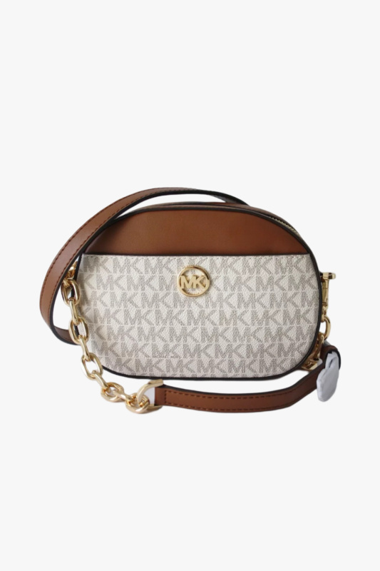 Michael Kors JS GLAM small front pocket oval crossbody dámská kabelka vanilla monogram