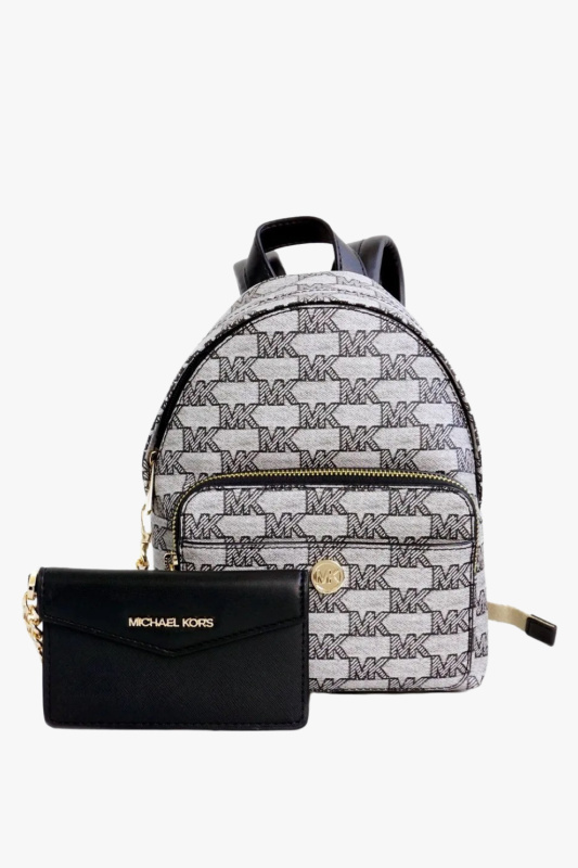 Michael Kors MAISIE XS 2in1 backpack logo jacquard black dámský batoh