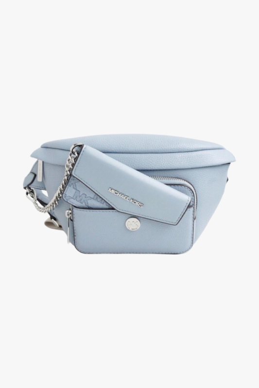 Michael Kors MAISIE LG 2in1 waistpack kožená dámská ledvinka pale blue