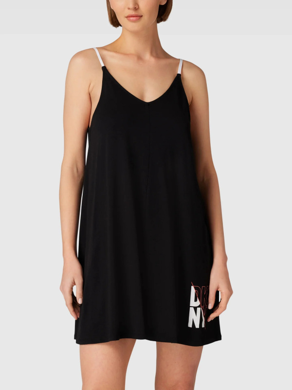 Dámská krátká noční košile s ramínky YI2222635 001 černá - DKNY L