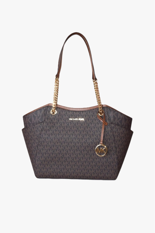 Michael Kors Jet Set Travel Large Chain Shoulder Tote brown monogram dámská kabelka