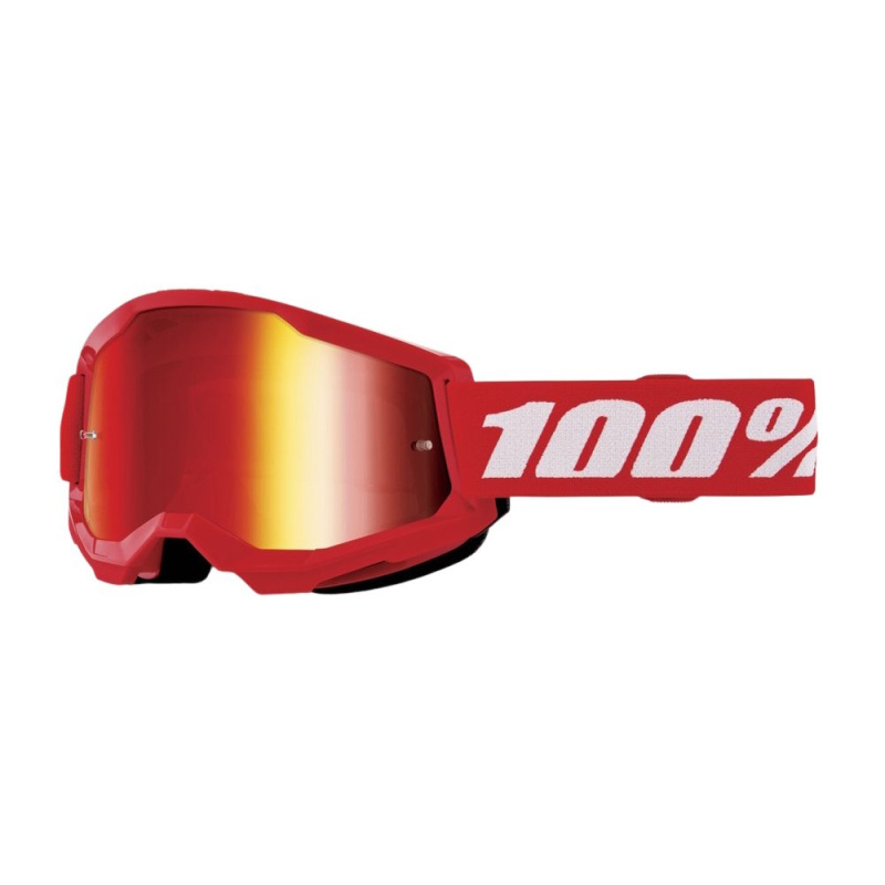 Dětské motokrosové brýle 100% Strata 2 Youth Mirror Červené, červené plexi